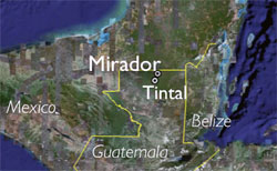location of El Mirador on the Guatemealan map